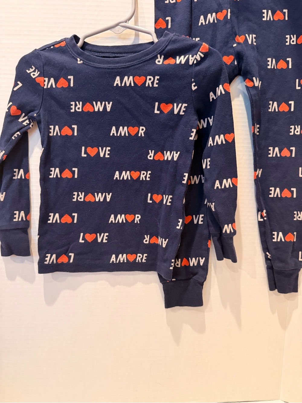 Kids pajamas - Navy with Red Heart Print